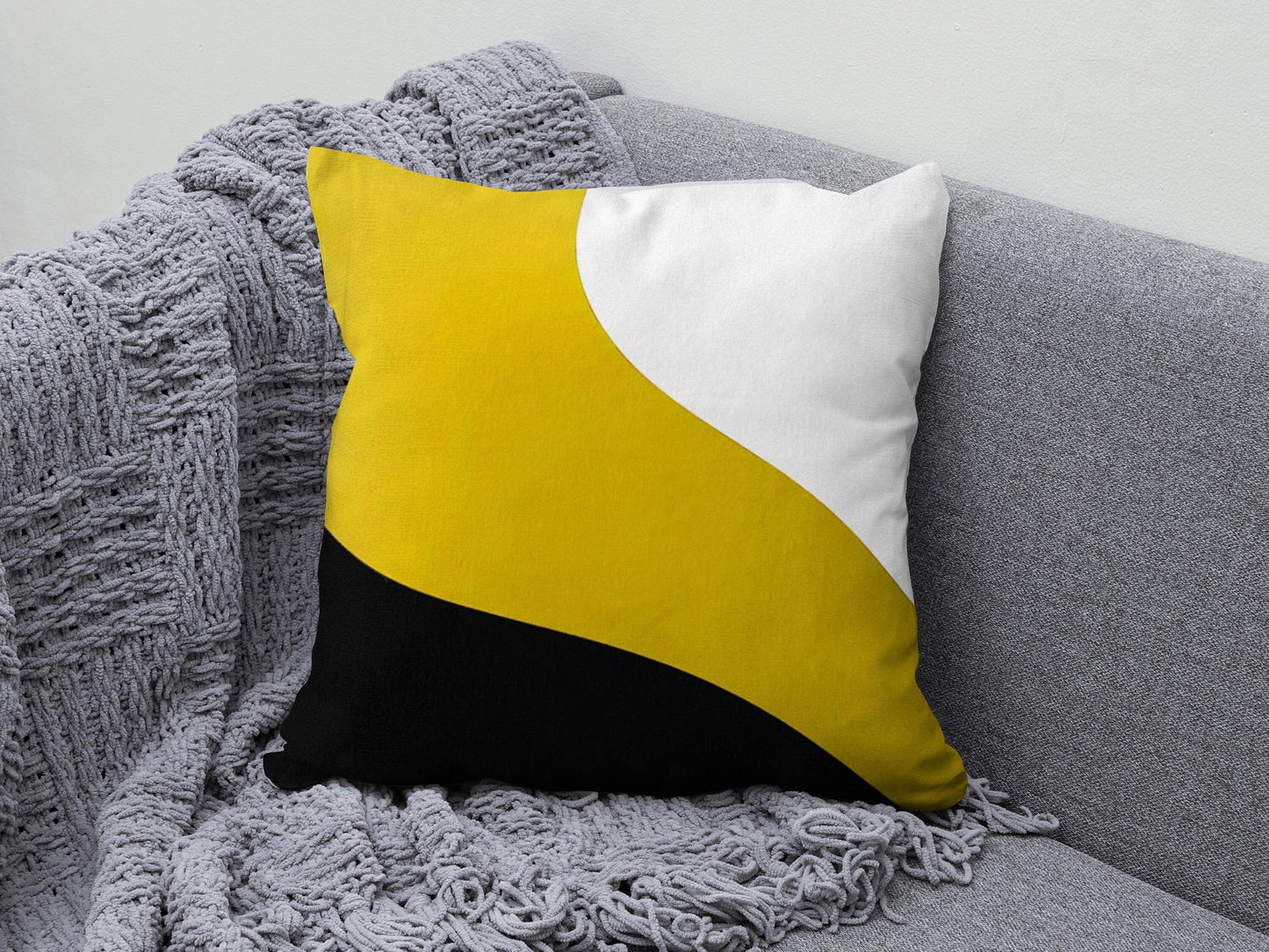 Onay Abstract Geometric Cushion Cover Black Yellow Gray Cushion Case