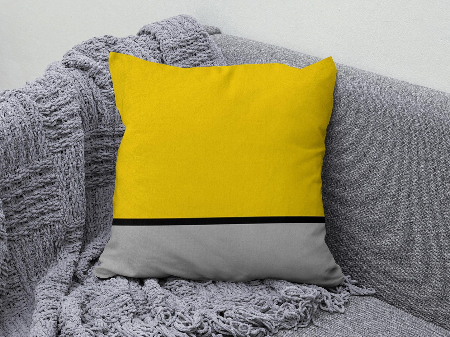 Onay Abstract Geometric Cushion Cover Black Yellow Gray Cushion Case