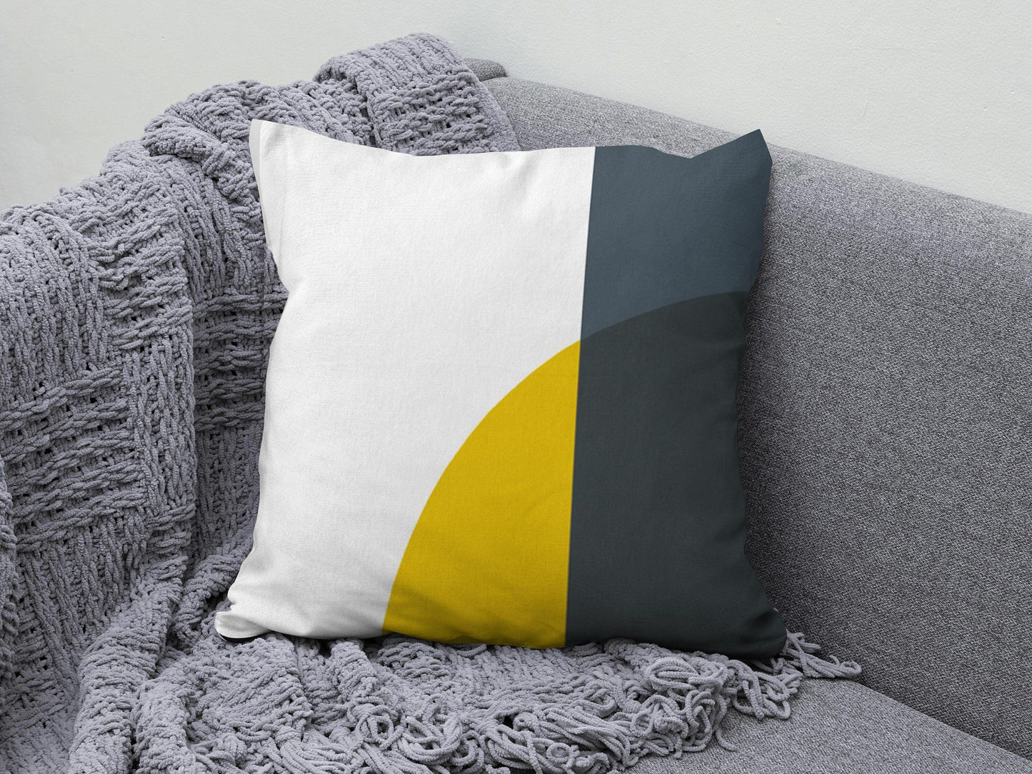 Onay Abstract Geometric Cushion Cover Black Yellow Gray Cushion Case