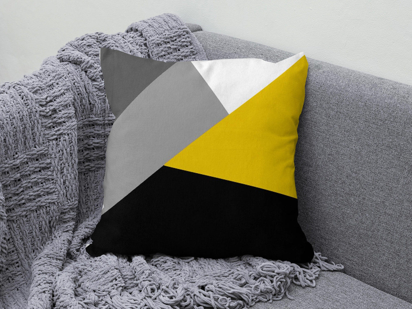 Onay Abstract Geometric Cushion Cover Black Yellow Gray Cushion Case