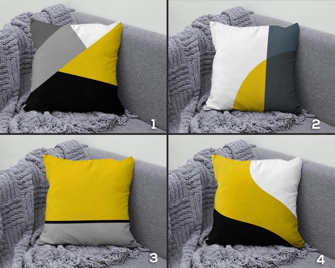 Onay Abstract Geometric Cushion Cover Black Yellow Gray Cushion Case