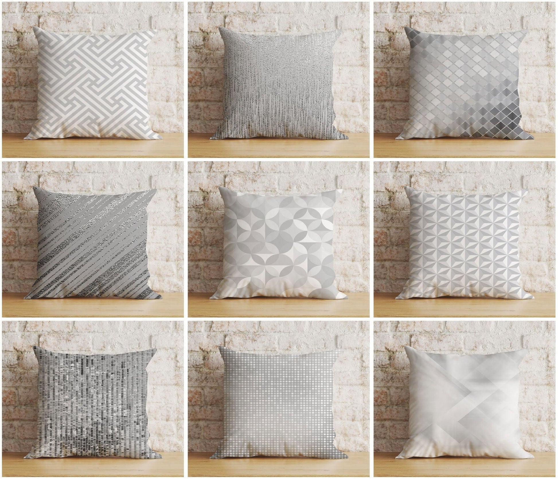 Onay Abstract Gray Cushion Cover Retro Silver Pillow Cover