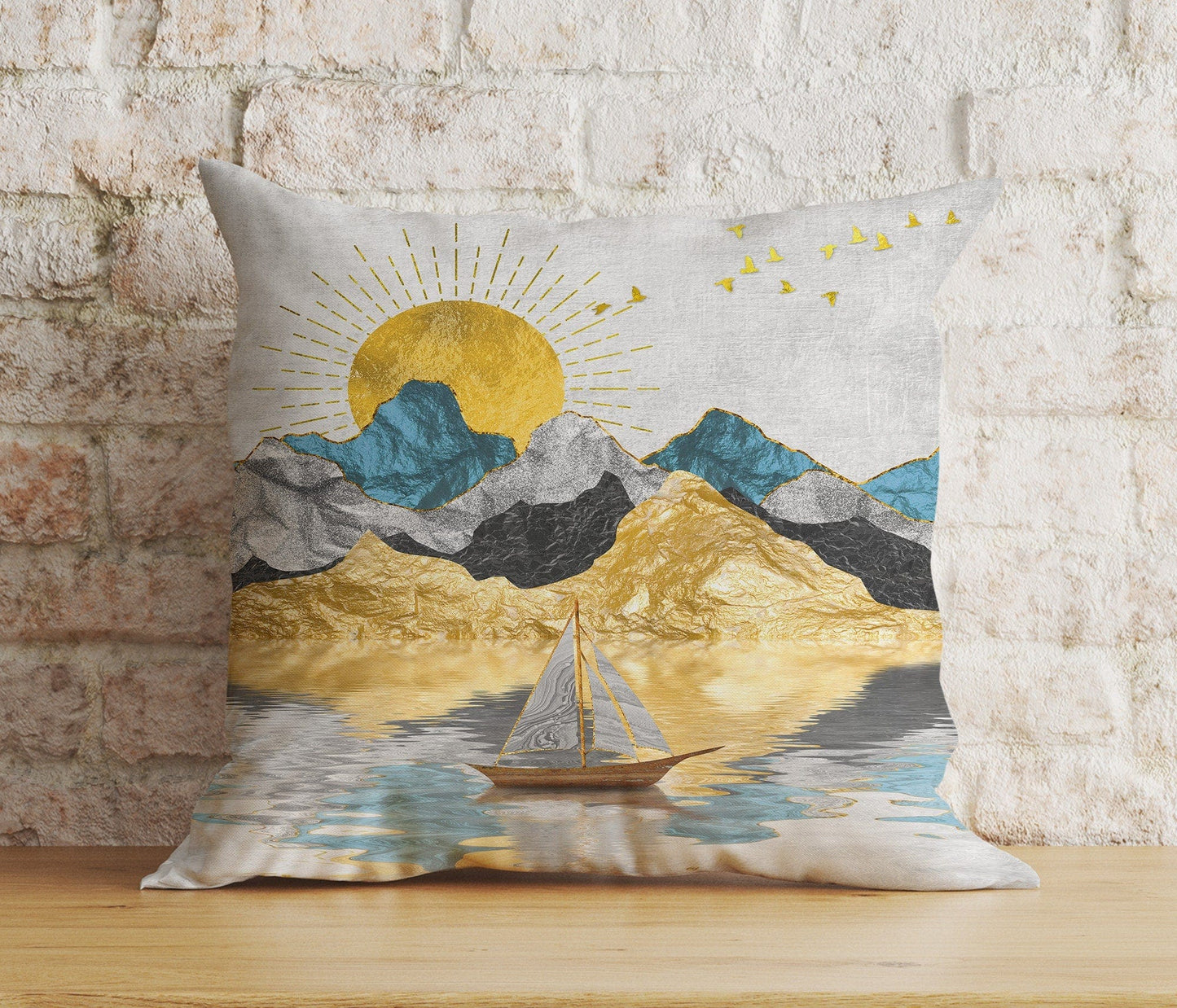 Onay Cushion Covers 9 / 12 x 12 inch (30 x 30 cm) Double Side Abstract Landscape Cushion Cover Mountain View Pillow Cover Living Room