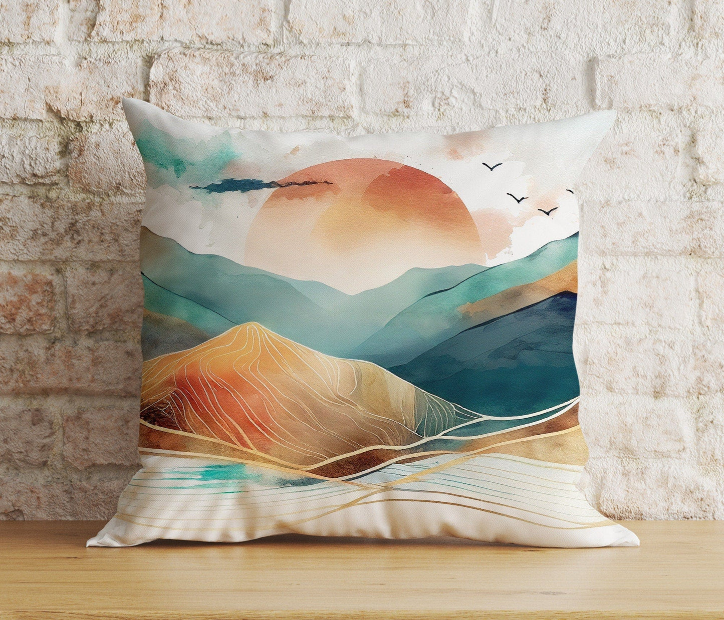 Onay Cushion Covers 8 / 12 x 12 inch (30 x 30 cm) Double Side Abstract Landscape Cushion Cover Mountain View Pillow Cover Living Room