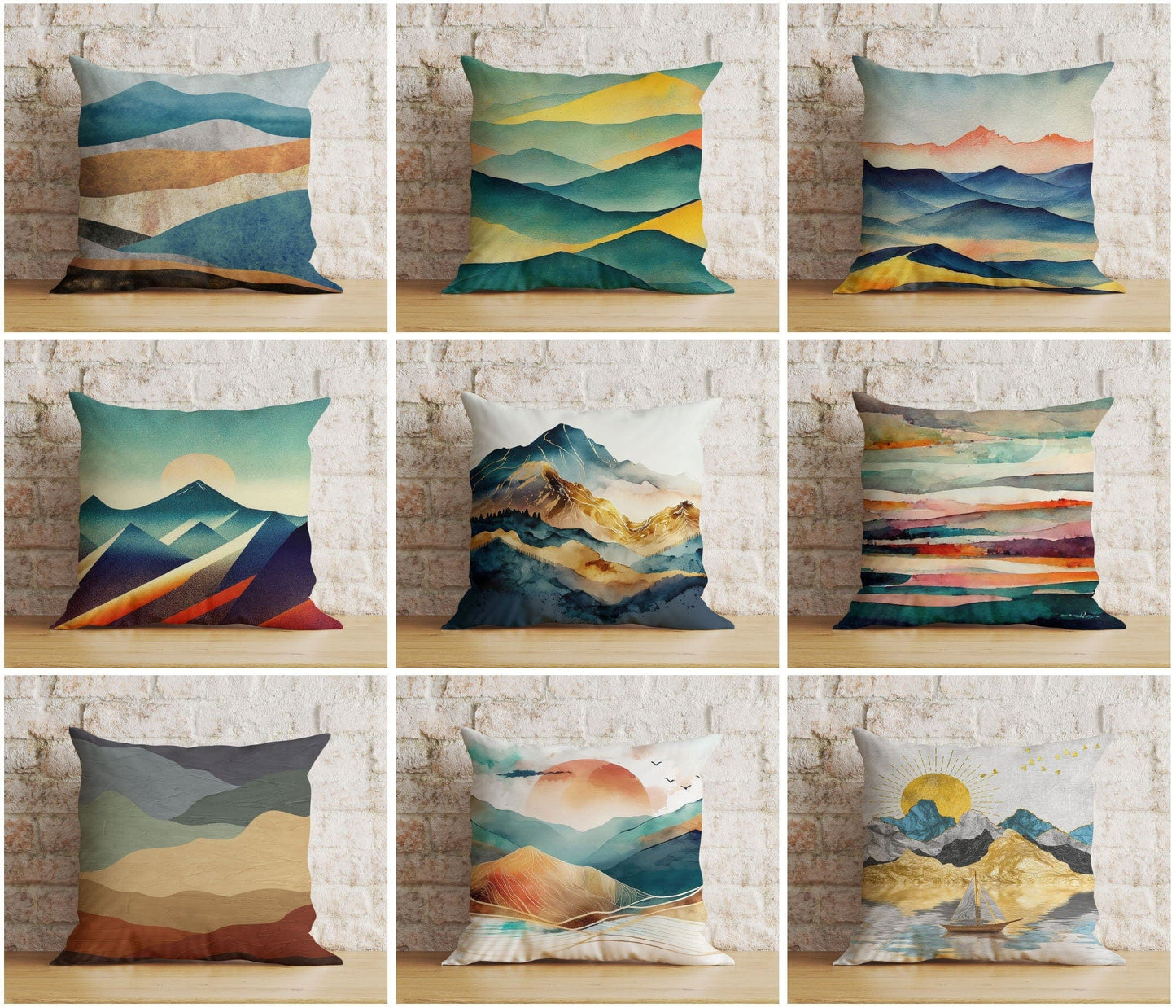 Onay Cushion Covers Abstract Landscape Cushion Cover Mountain View Pillow Cover Living Room
