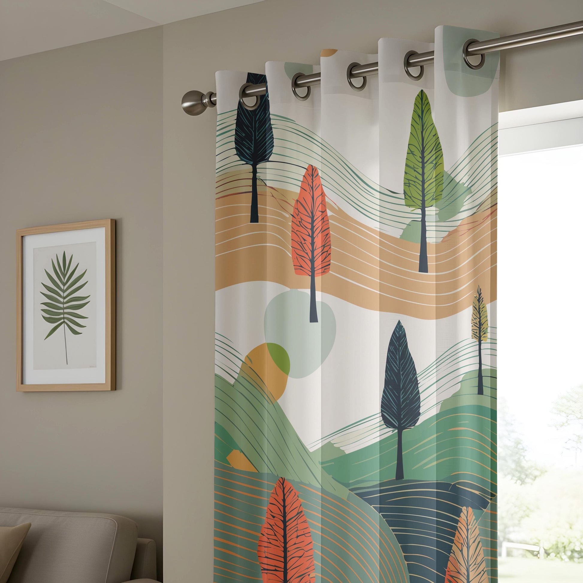 Onay Abstract Landscape Living Room Curtain, Modern Nature Drapes