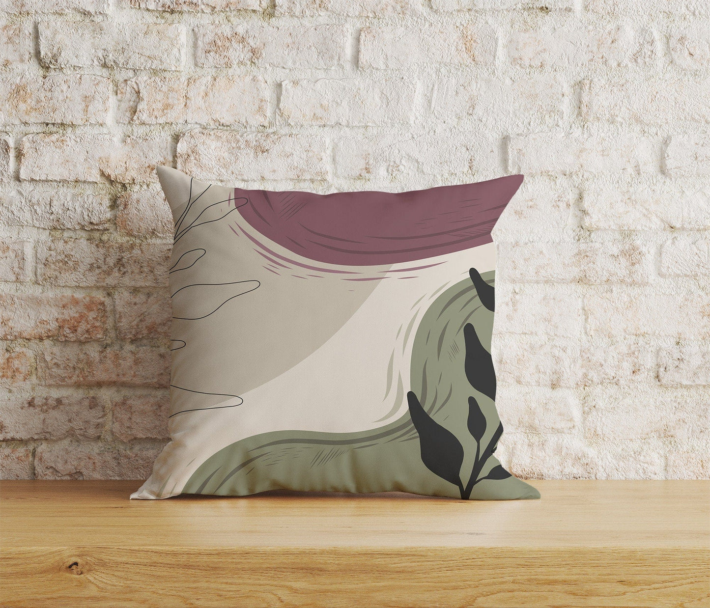 Onay Home Textile Cushion Covers 1 / 12 x 12 inch (30 x 30 cm) Double Side Abstract Leaves Cushion Cover Minimalist Flower Pillow Case