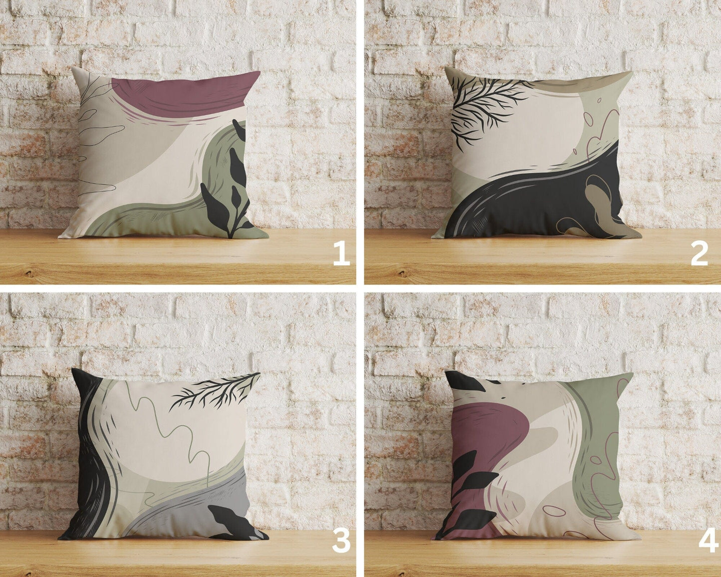 Onay Home Textile Cushion Covers Abstract Leaves Cushion Cover Minimalist Flower Pillow Case