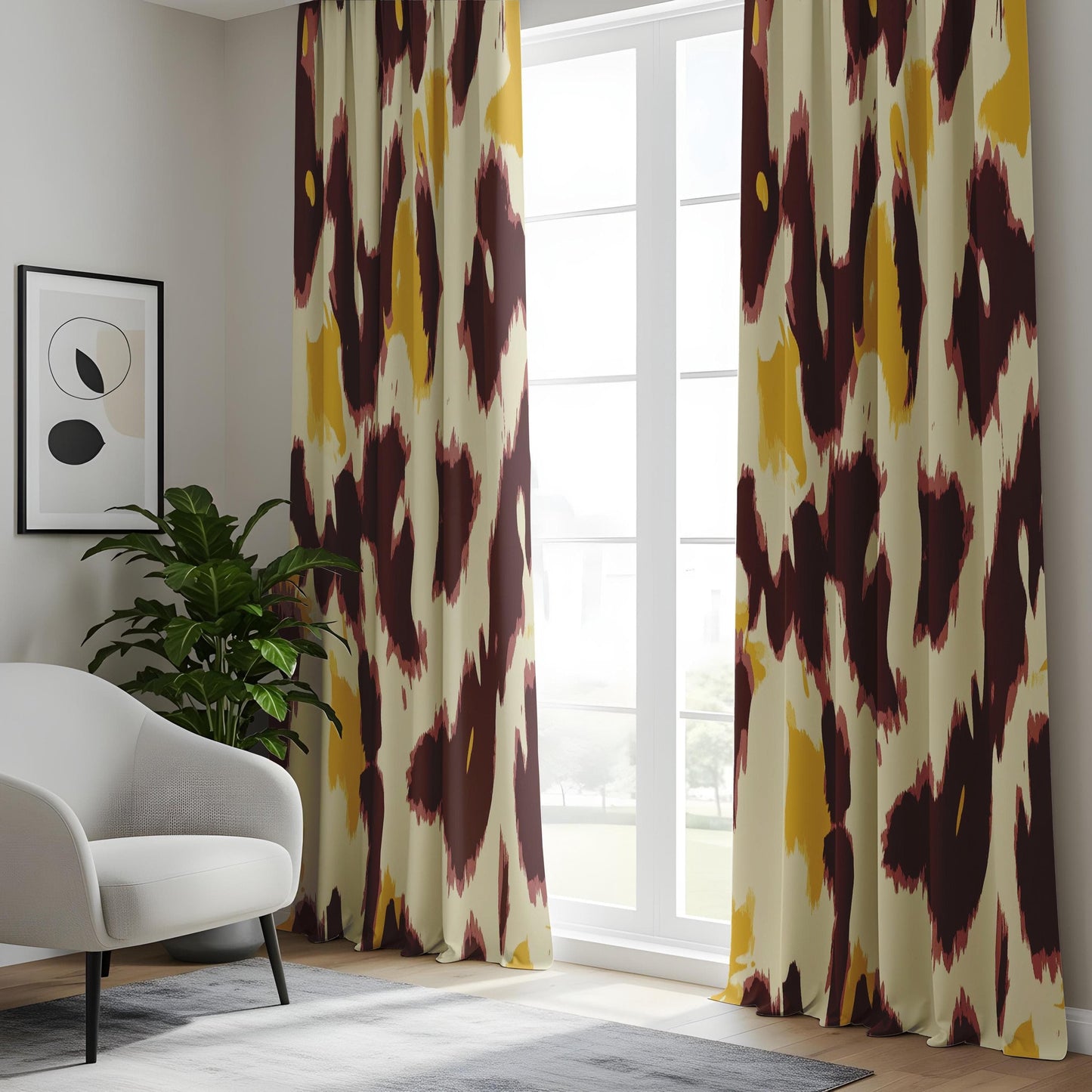 Onay Abstract Leopard Print Curtains, Modern Animal Print Drapes