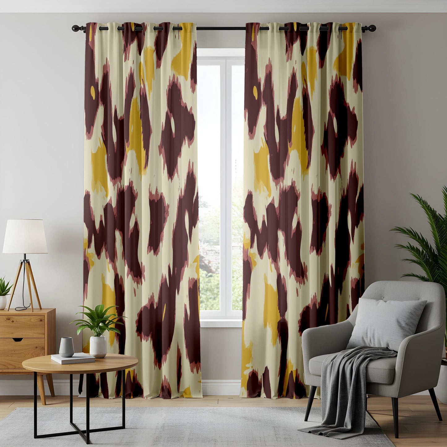 Onay Abstract Leopard Print Curtains, Modern Animal Print Drapes