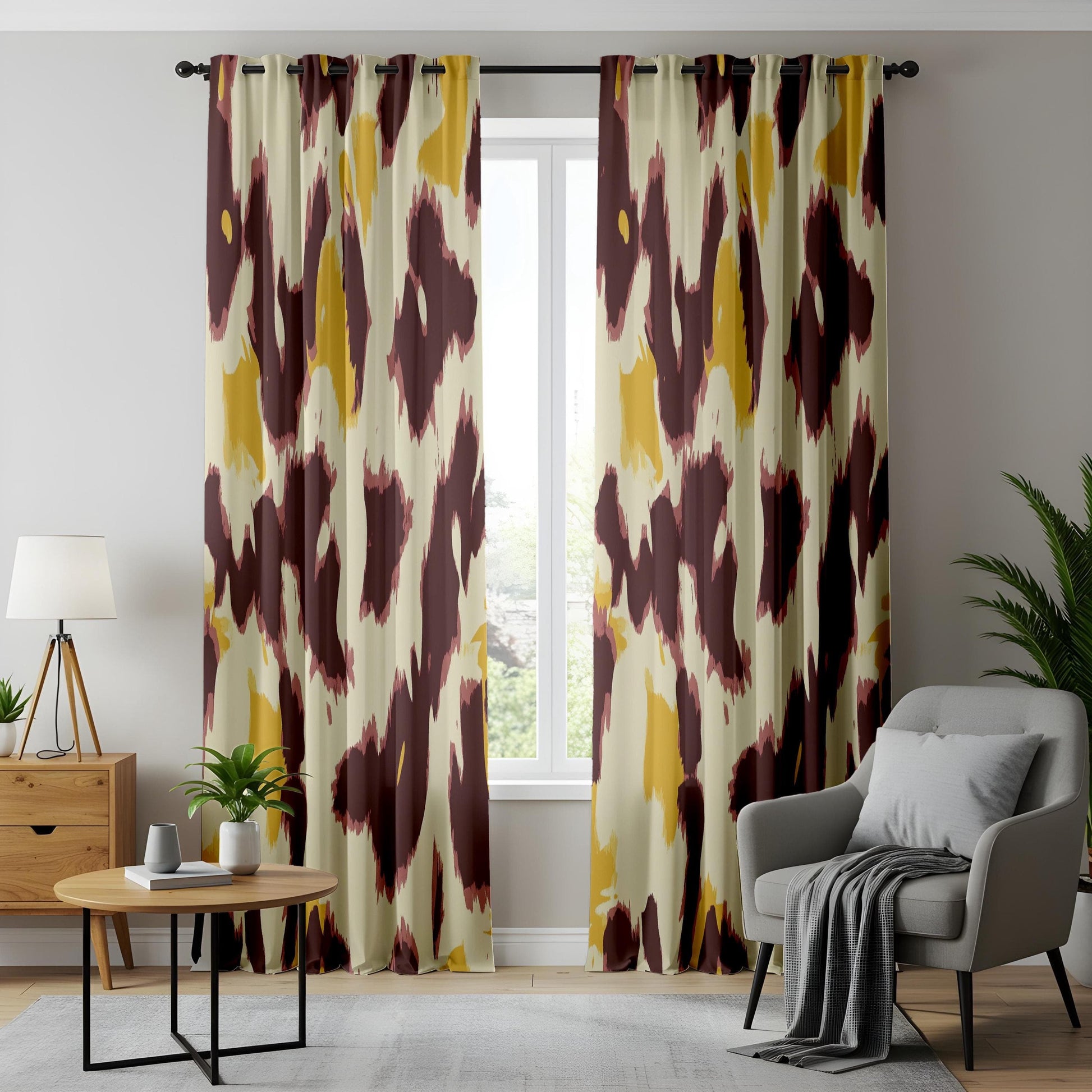 Onay Abstract Leopard Print Curtains, Modern Animal Print Drapes