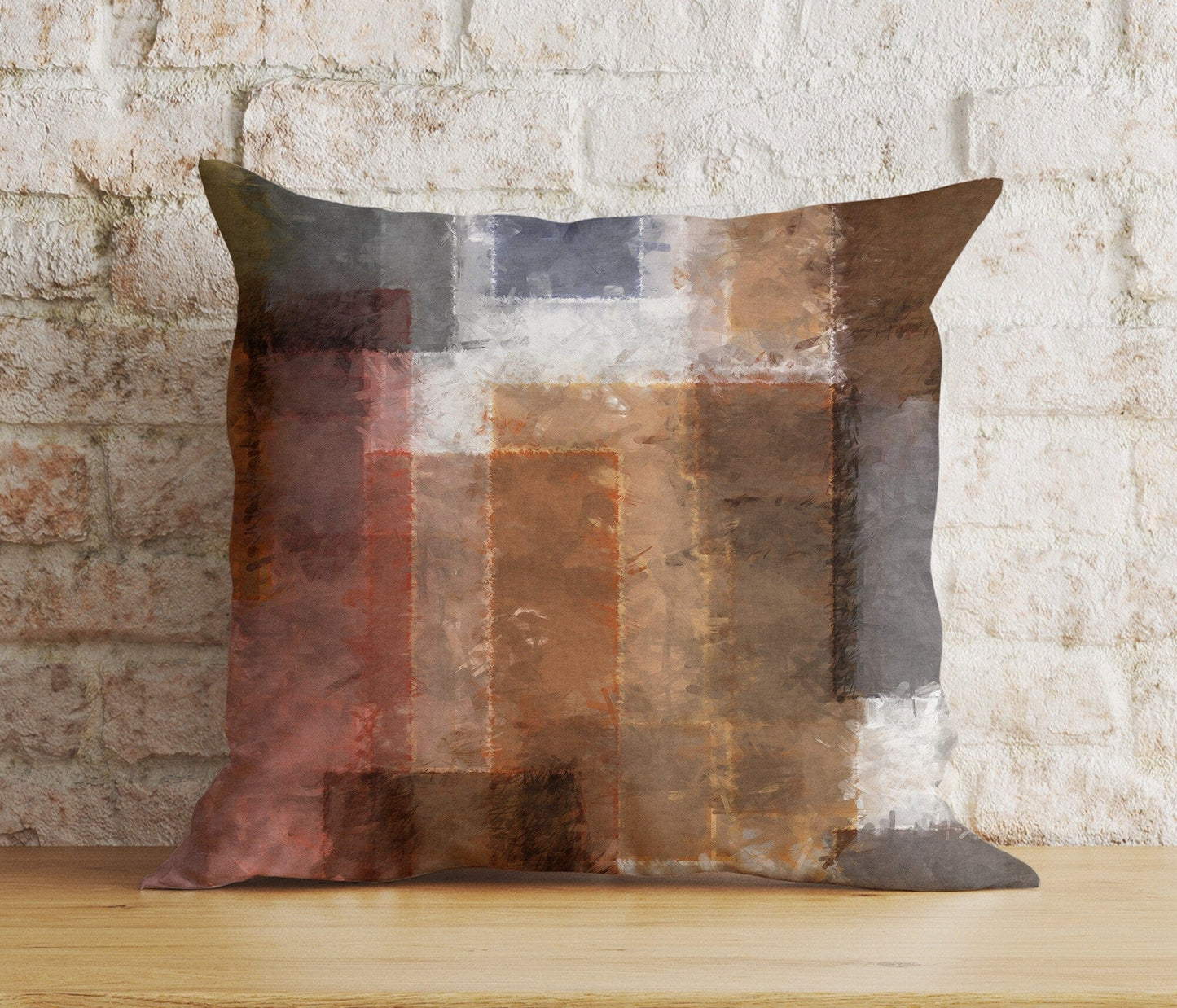 Onay 3 / 12 x 12 inch (30 x 30 cm) Double Side Abstract Modern Cushion Cover Brown Boho Pillow Cover
