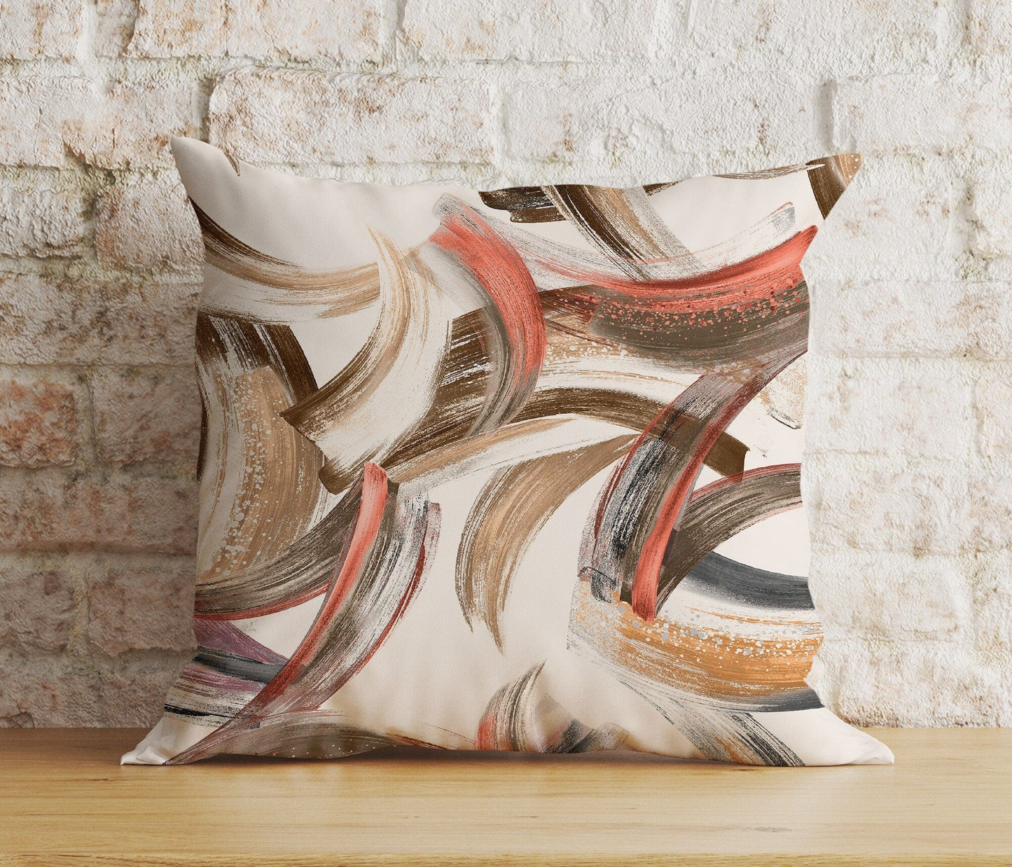 Onay 2 / 12 x 12 inch (30 x 30 cm) Double Side Abstract Modern Cushion Cover Brown Boho Pillow Cover