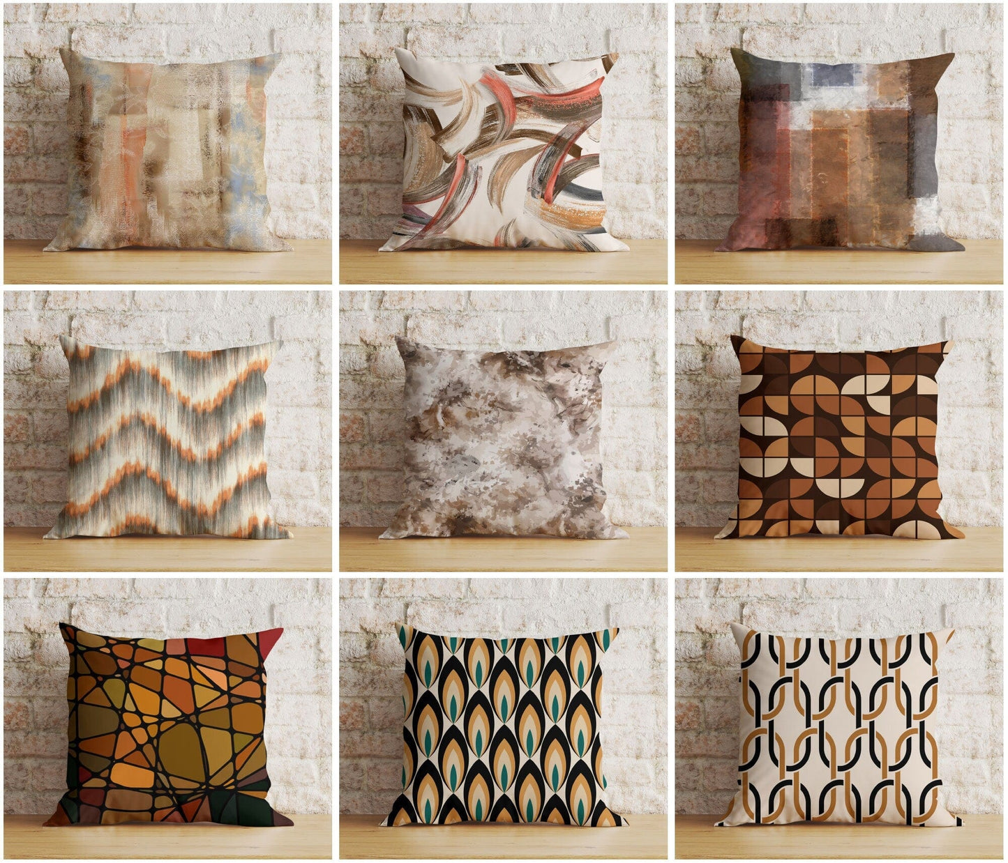 Onay Abstract Modern Cushion Cover Brown Boho Pillow Cover