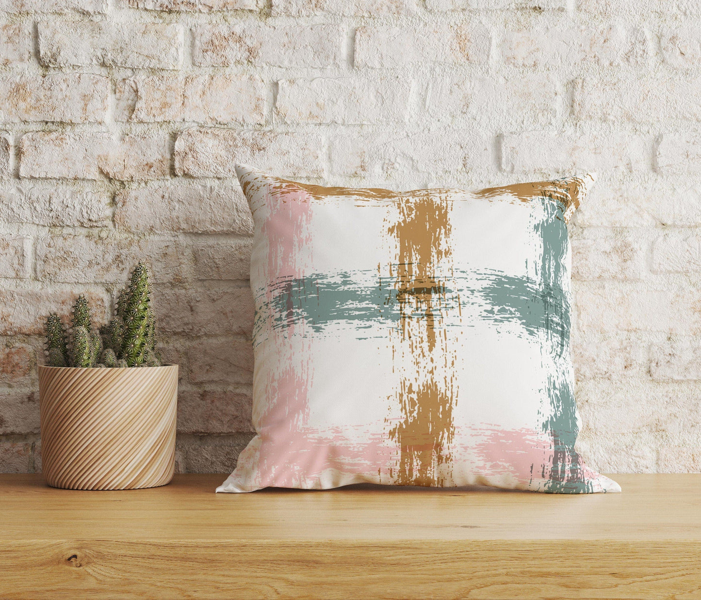 Onay Home Textile 6 / 12 x 12 inch (30 x 30 cm) Double Side Abstract Paint Effect Cushion Cover Plaid Cushion Cover