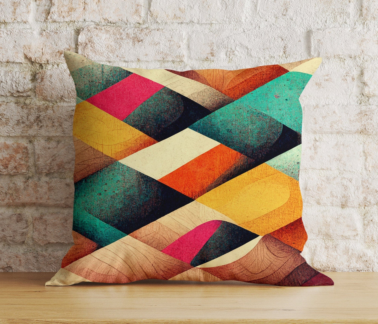 Onay Abstract Painting Cushion Covers Modern Orange Blue & Beige Pillow Cover
