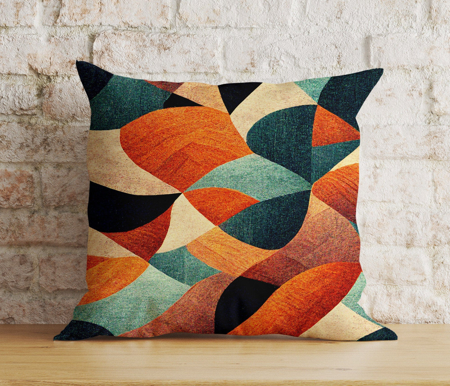 Onay Abstract Painting Cushion Covers Modern Orange Blue & Beige Pillow Cover