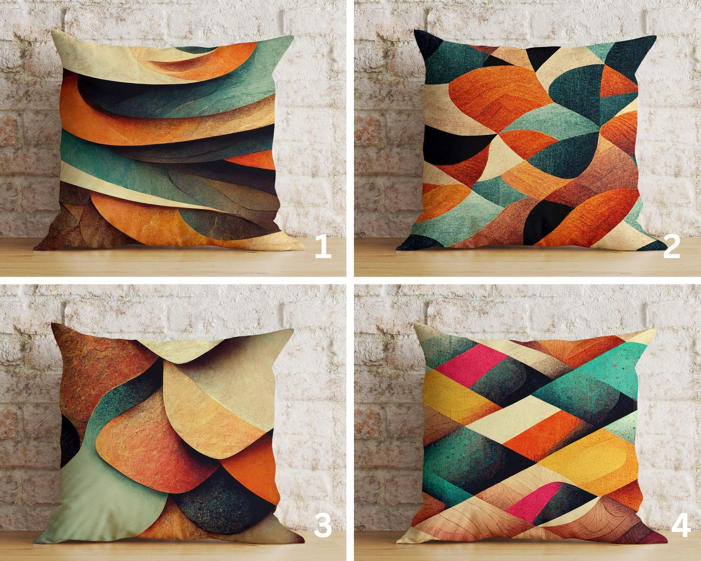 Onay Abstract Painting Cushion Covers Modern Orange Blue & Beige Pillow Cover