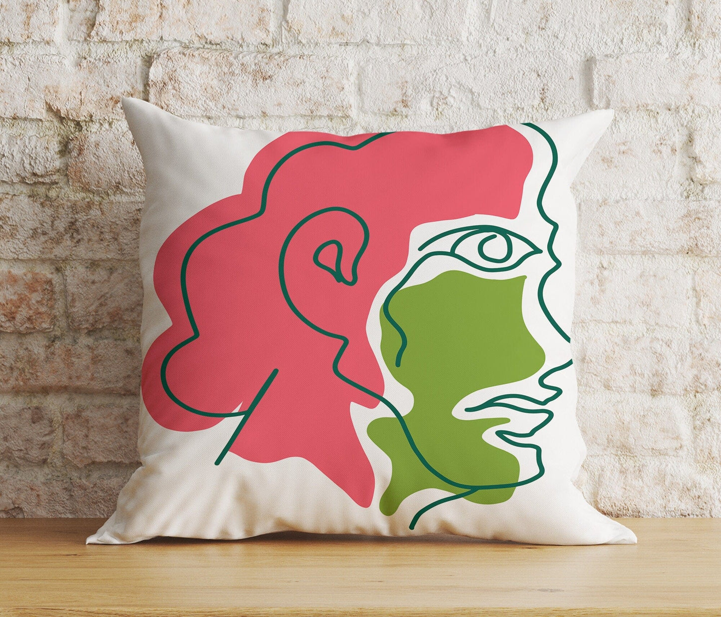 Onay Home Textile Cushion Covers 2 / 12 x 12 inch (30 x 30 cm) Double Side Abstract Portraits Cushion Cover Line Drawing Pillow Cover