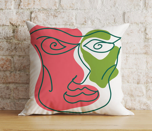 Onay Home Textile Cushion Covers 1 / 12 x 12 inch (30 x 30 cm) Double Side Abstract Portraits Cushion Cover Line Drawing Pillow Cover