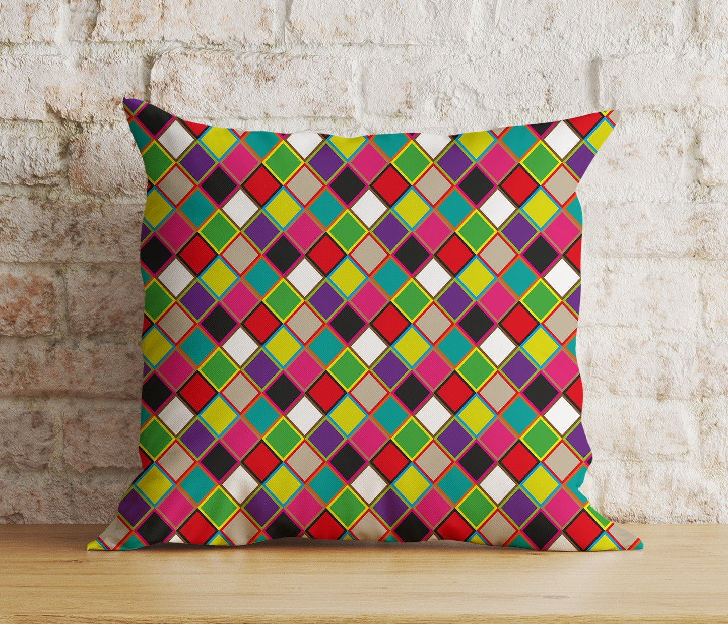 Onay 3 / 12 x 12 inch (30 x 30 cm) Double Side Abstract Retro Cushion Cover Modern Colorful Pillow Cover