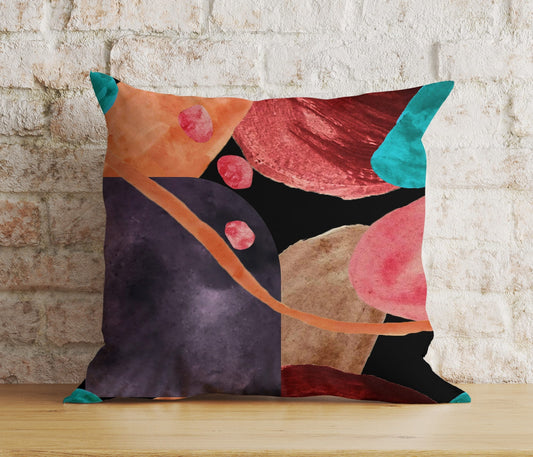 Onay 1 / 12 x 12 inch (30 x 30 cm) Double Side Abstract Watercolor Cushion Cover Burgundy Elements Pillow Cover