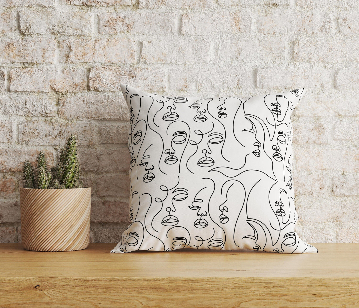 Onay Home Textile Cushion Covers 6 / 12 x 12 inch (30 x 30 cm) Double Side Abstract Woman Face Cushion Cover Bohem Style Pillow Cover