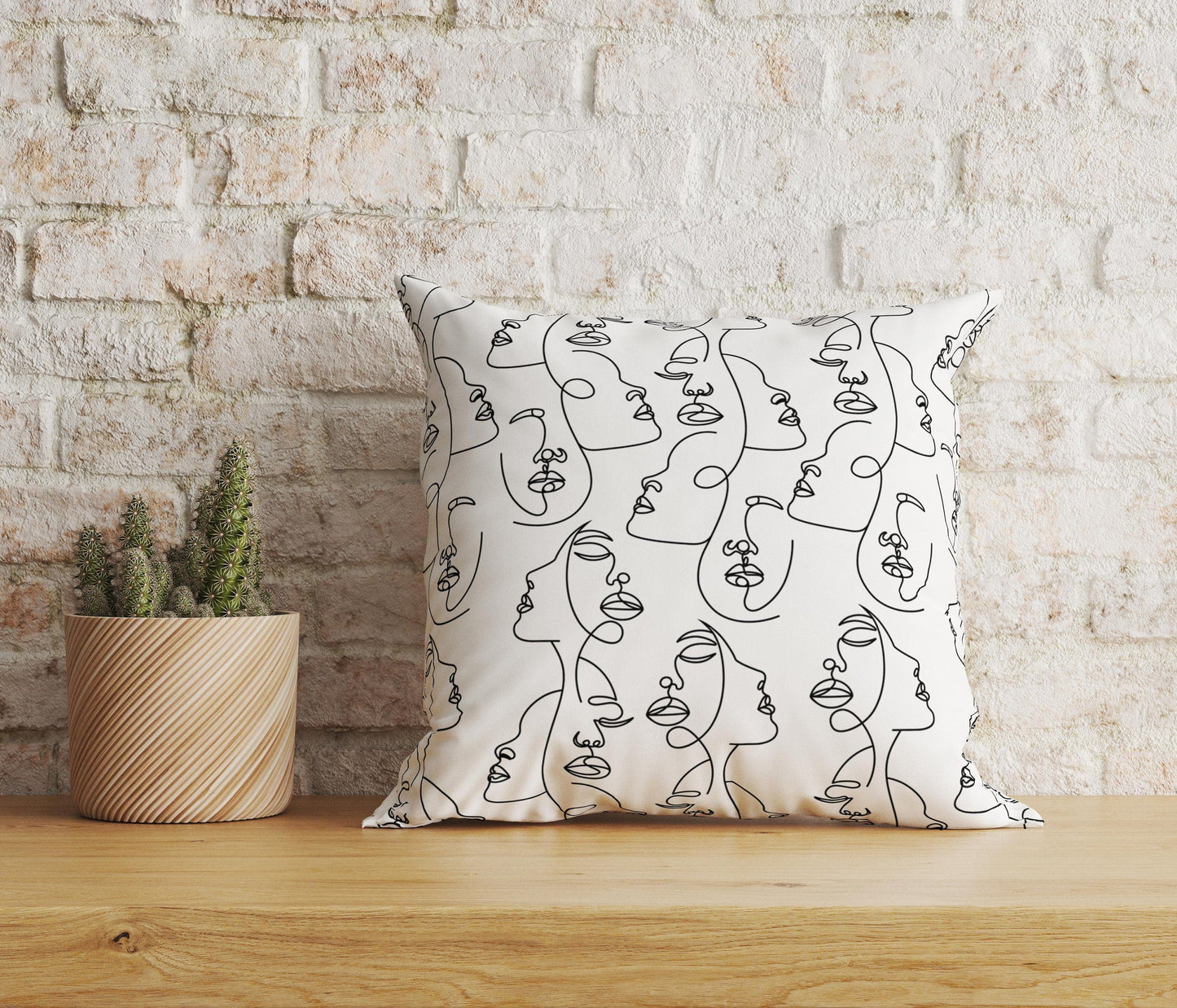 Onay Home Textile Cushion Covers 5 / 12 x 12 inch (30 x 30 cm) Double Side Abstract Woman Face Cushion Cover Bohem Style Pillow Cover