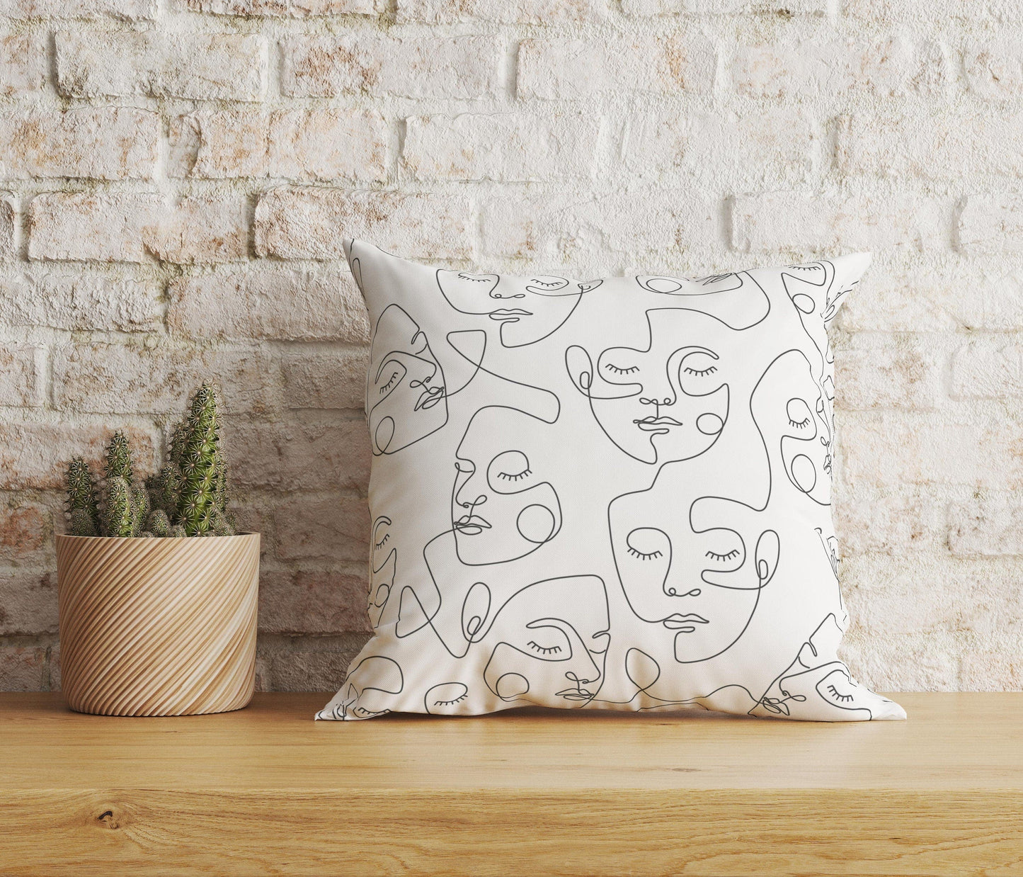 Onay Home Textile Cushion Covers 2 / 12 x 12 inch (30 x 30 cm) Double Side Abstract Woman Face Cushion Cover Bohem Style Pillow Cover