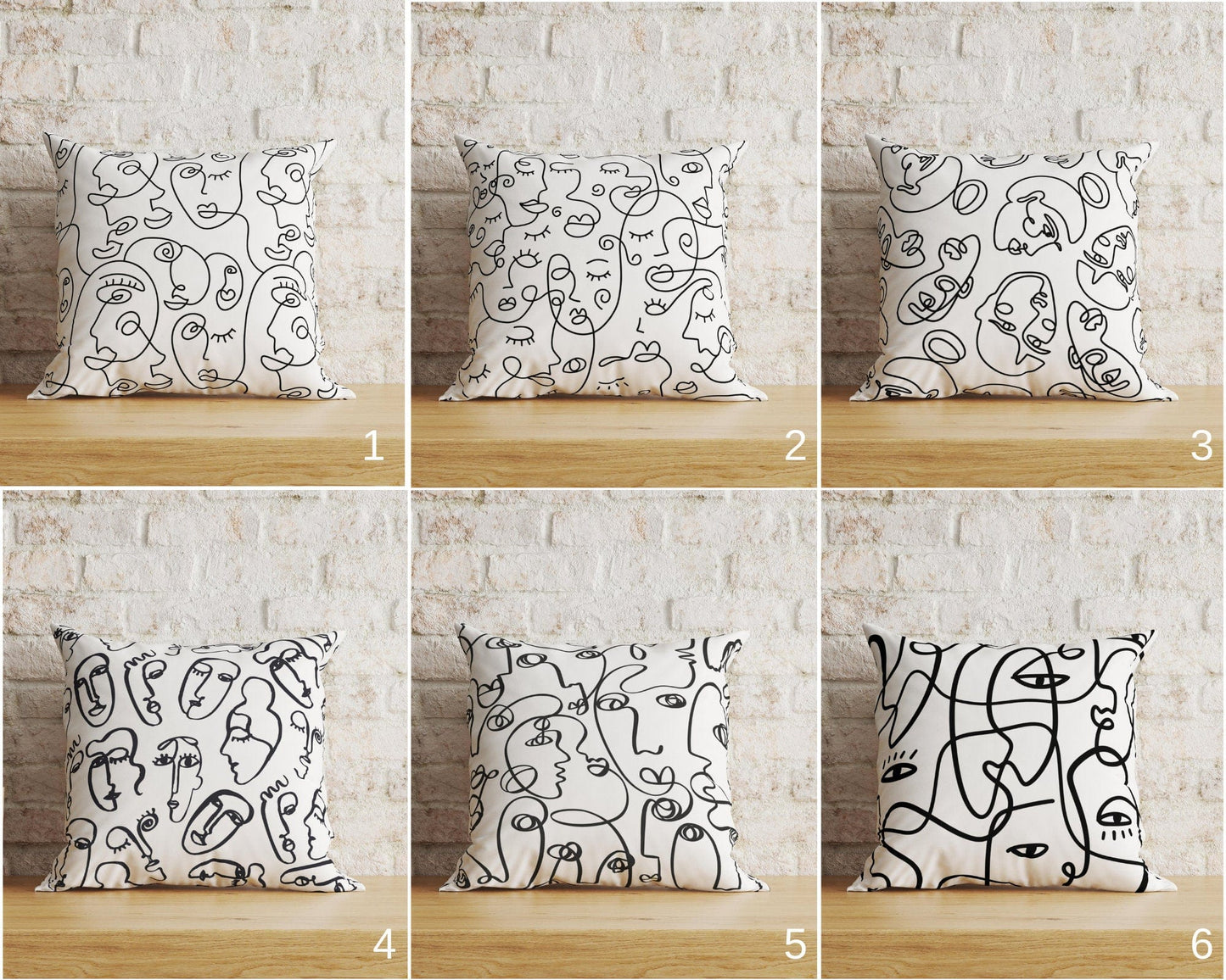 Onay Home Textile Abstract Woman Face Stripe Line Cushion Cover