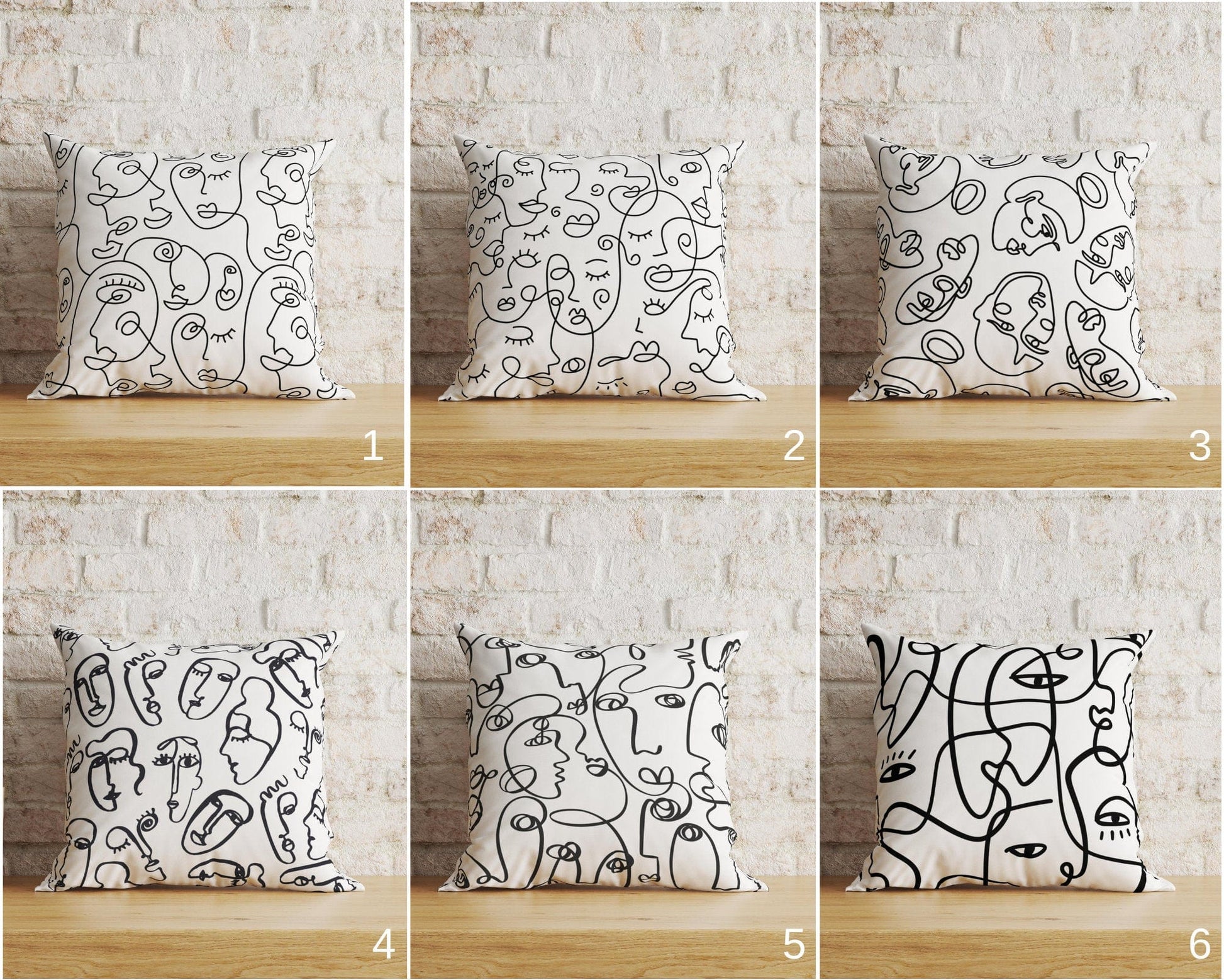 Onay Home Textile Abstract Woman Face Stripe Line Cushion Cover