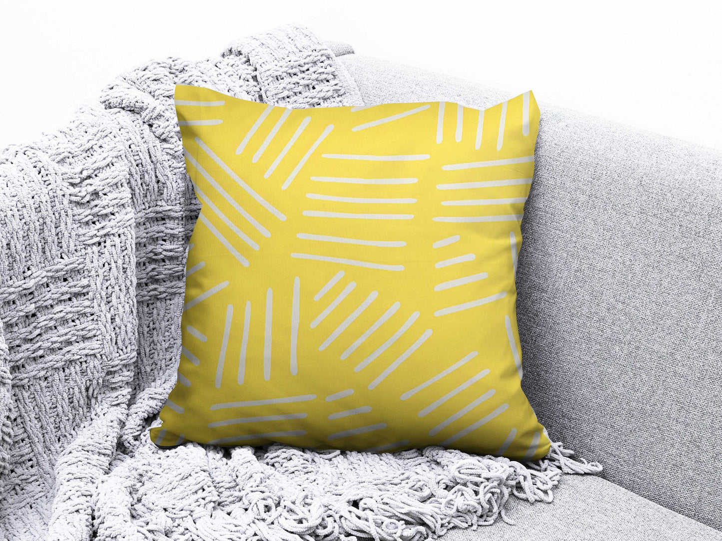 Onay Abstract Yellow Geometric Cushion Cover 50 x 50 Black Yellow Gray Cushion Case