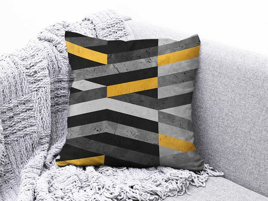 Onay Abstract Yellow Geometric Cushion Cover 50 x 50 Black Yellow Gray Cushion Case