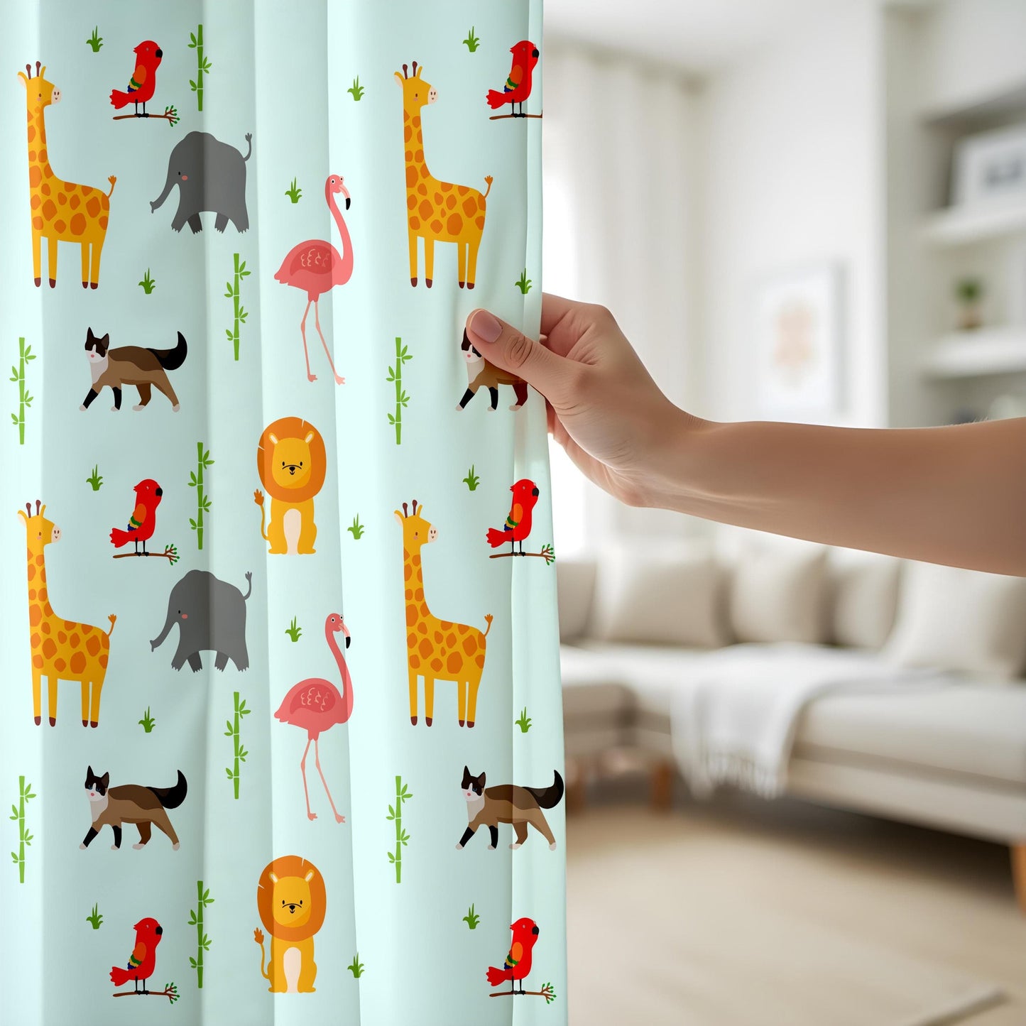 Onay Adorable Safari Animal Curtains – Playful Jungle Friends Nursery Drapes