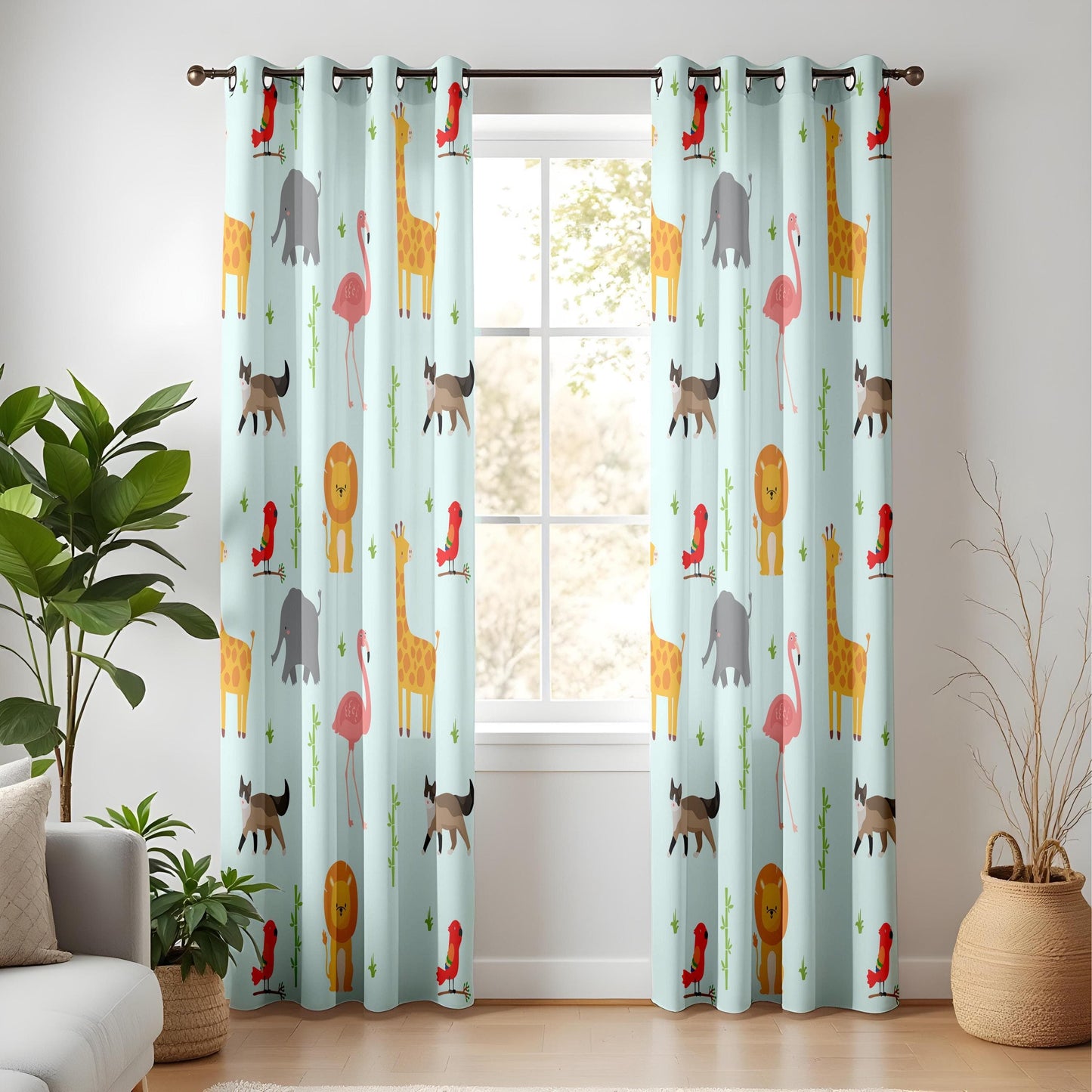 Onay Adorable Safari Animal Curtains – Playful Jungle Friends Nursery Drapes