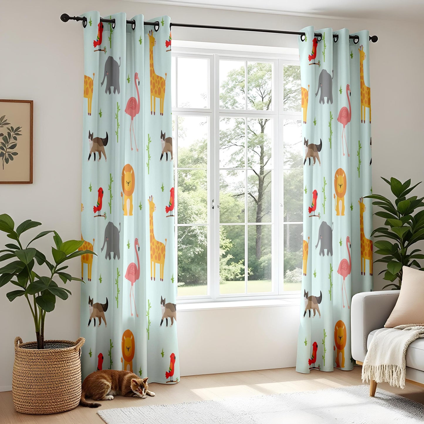 Onay Adorable Safari Animal Curtains – Playful Jungle Friends Nursery Drapes