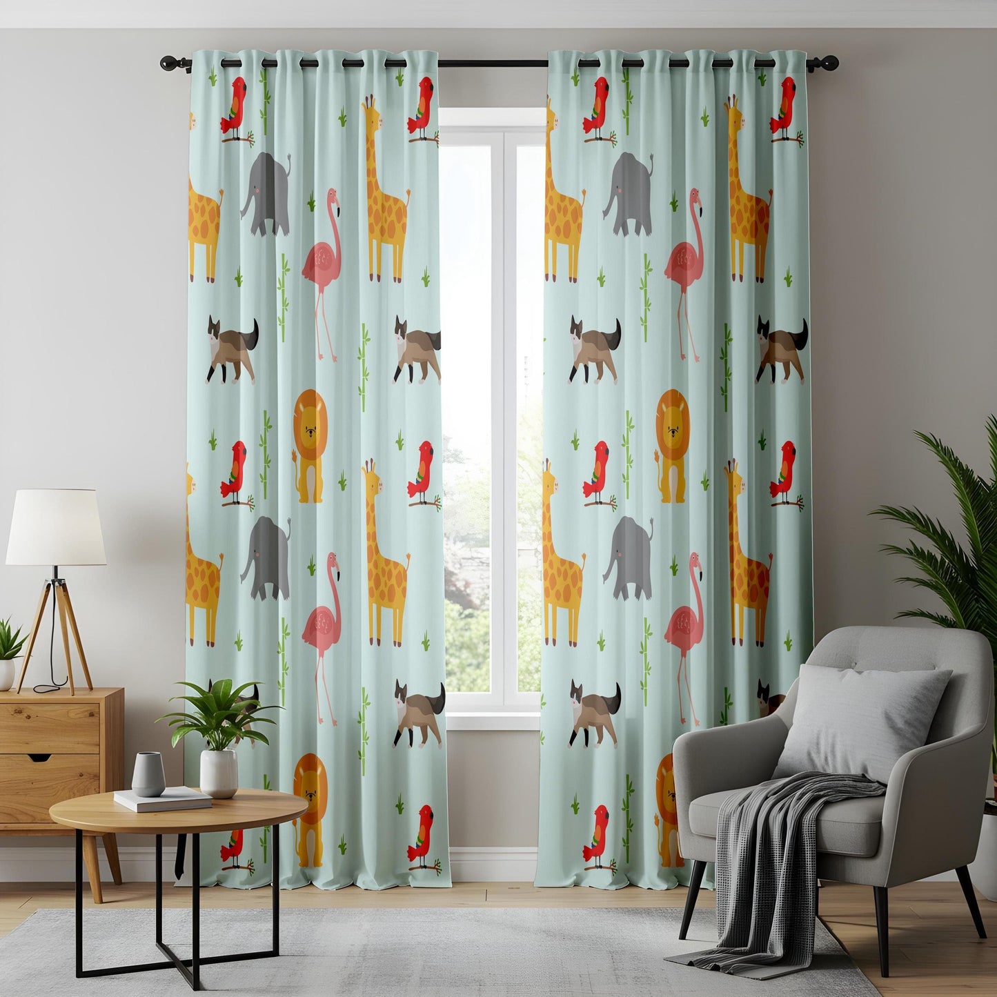 Onay Adorable Safari Animal Curtains – Playful Jungle Friends Nursery Drapes