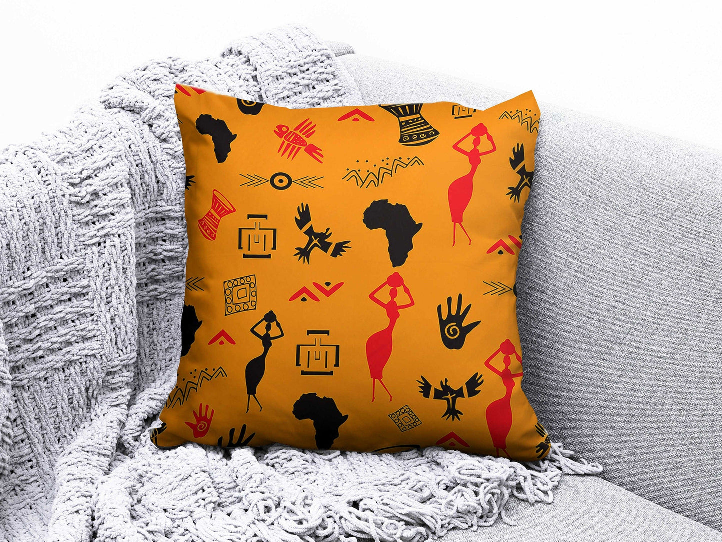 Onay 7 / 12 x 12 inch (30 x 30 cm) Double Side African Landscape Cushion Cover Decorative African Tree Cushion Case