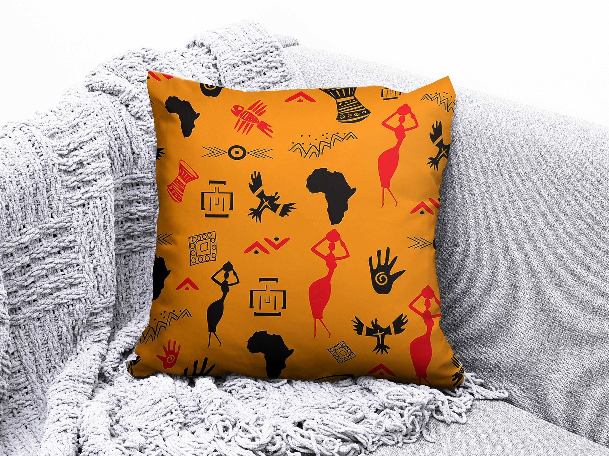 Onay 7 / 12 x 12 inch (30 x 30 cm) Double Side African Landscape Cushion Cover Decorative African Tree Cushion Case