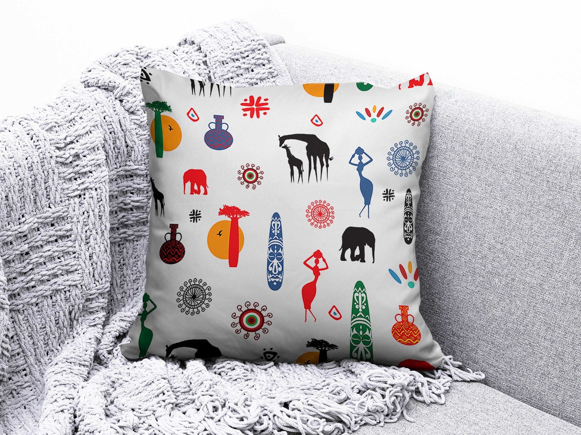 Onay 6 / 12 x 12 inch (30 x 30 cm) Double Side African Landscape Cushion Cover Decorative African Tree Cushion Case
