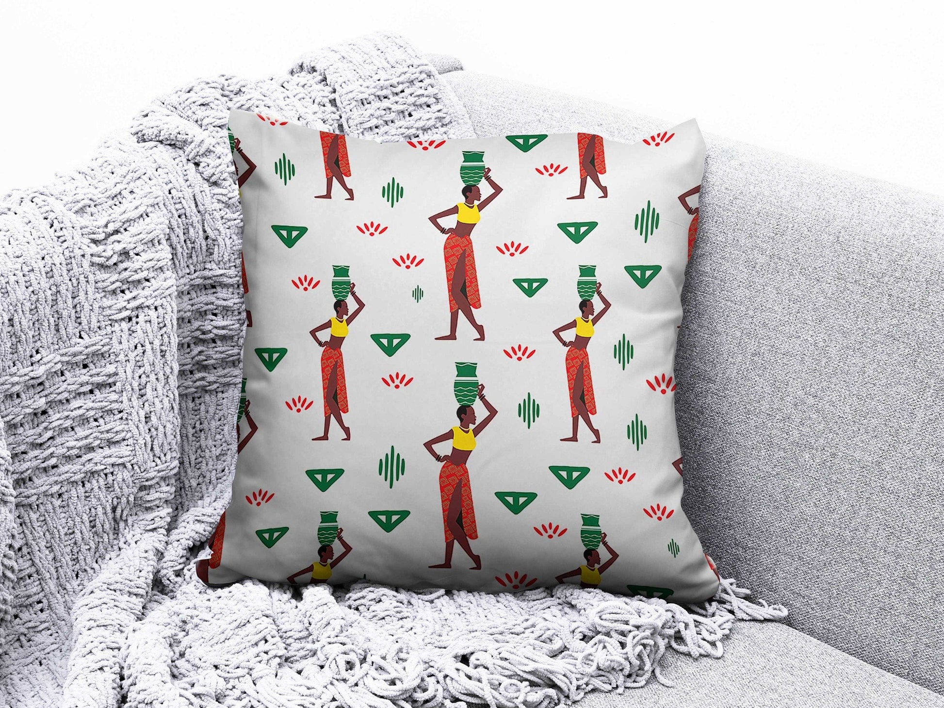 Onay 5 / 12 x 12 inch (30 x 30 cm) Double Side African Landscape Cushion Cover Decorative African Tree Cushion Case
