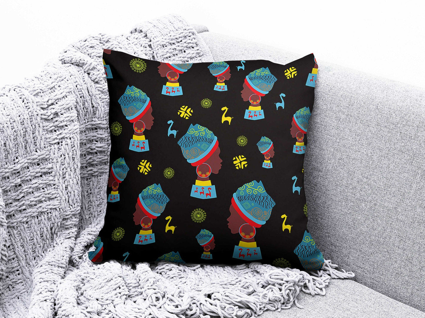 Onay 2 / 12 x 12 inch (30 x 30 cm) Double Side African Landscape Cushion Cover Decorative African Tree Cushion Case