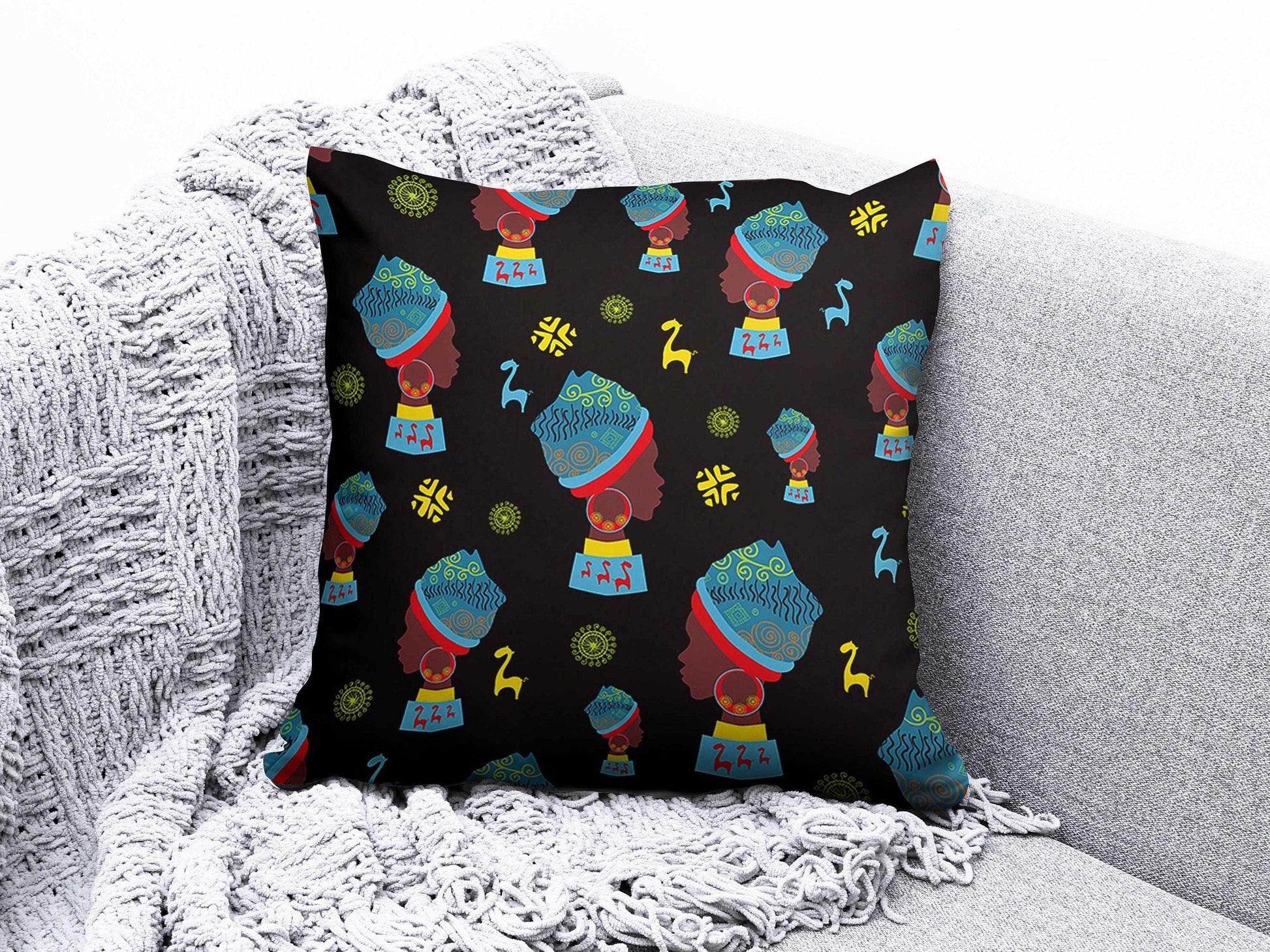 Onay 2 / 12 x 12 inch (30 x 30 cm) Double Side African Landscape Cushion Cover Decorative African Tree Cushion Case