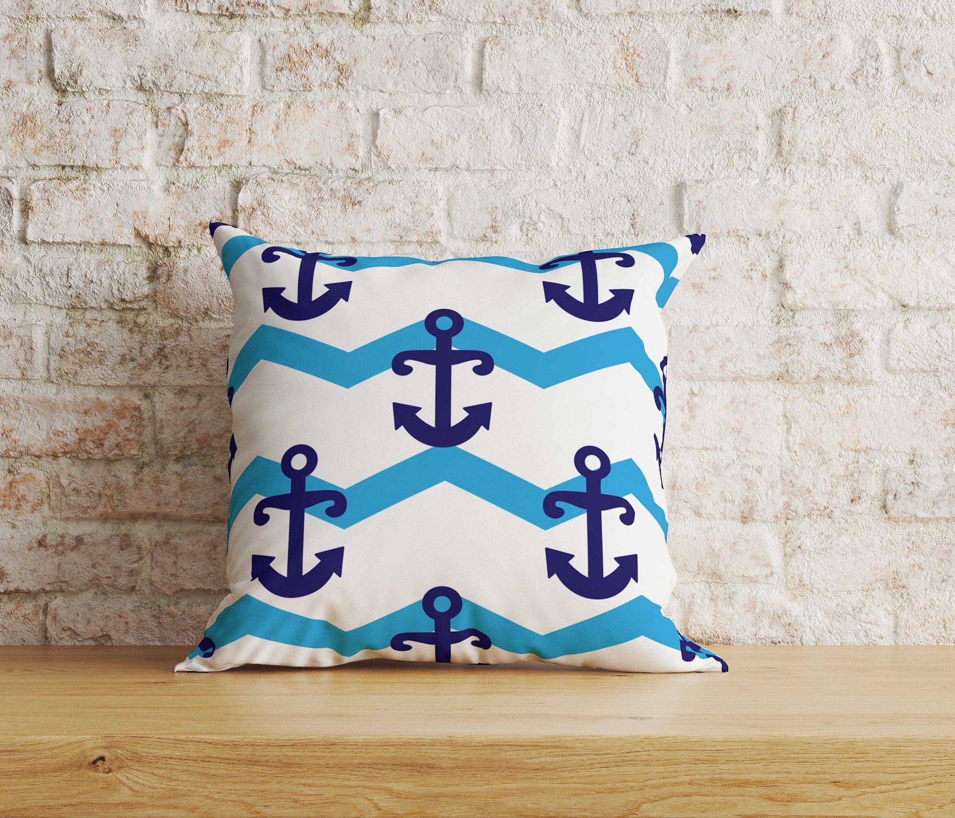 Onay Home Textile 9 / 12 x 12 inch (30 x 30 cm) Double Side Anchor Themed Cushion Cover Nautical Pillow Covers