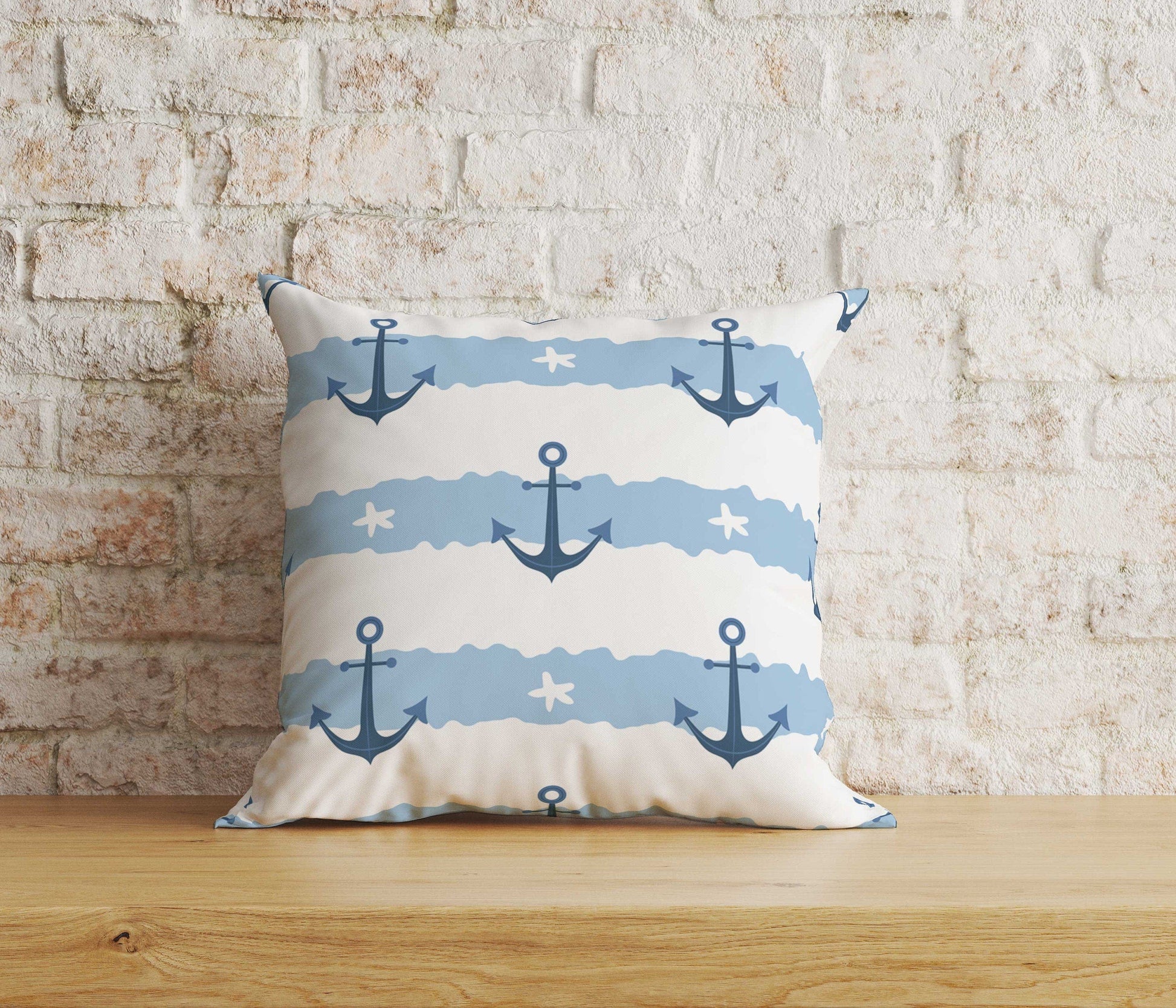 Onay Home Textile 5 / 12 x 12 inch (30 x 30 cm) Double Side Anchor Themed Cushion Cover Nautical Pillow Covers