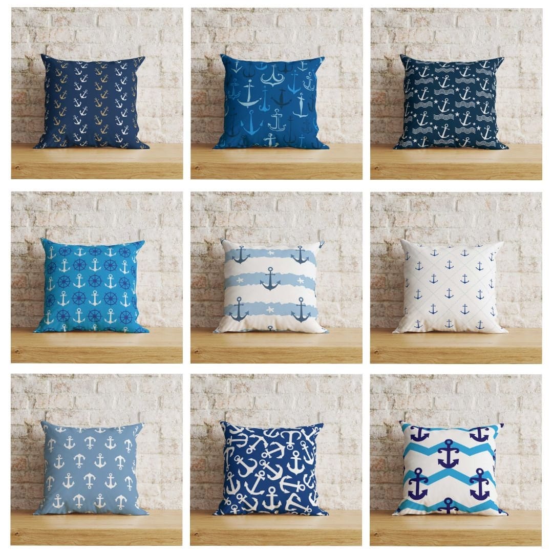 Onay Home Textile Anchor Themed Cushion Cover Nautical Pillow Covers