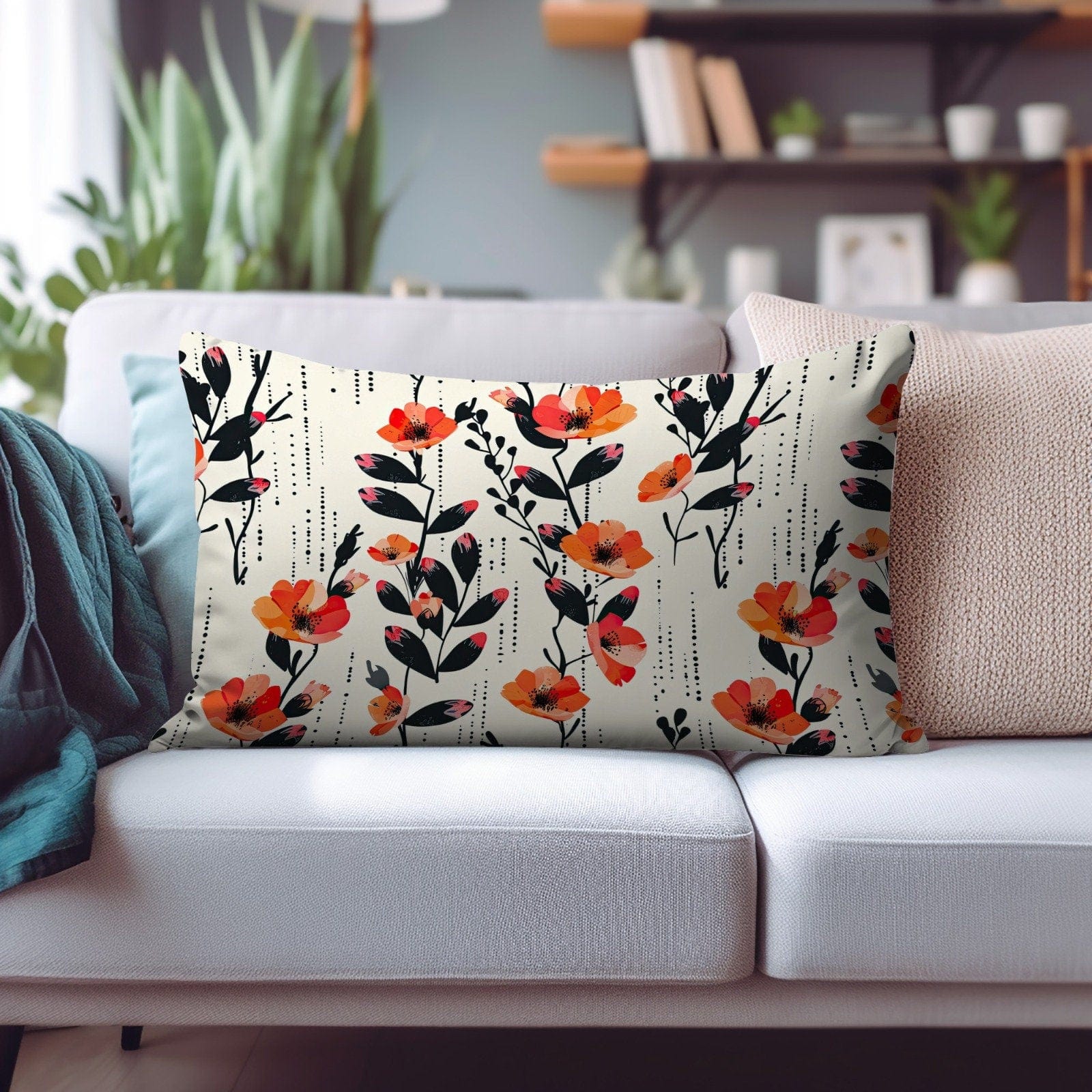 Onay Cushion Covers 4 / 12 x 16 inches (30 x 40 cm) Artistic and Floral Rectangular Cushion Covers to Brighten Your Modern Home Decor