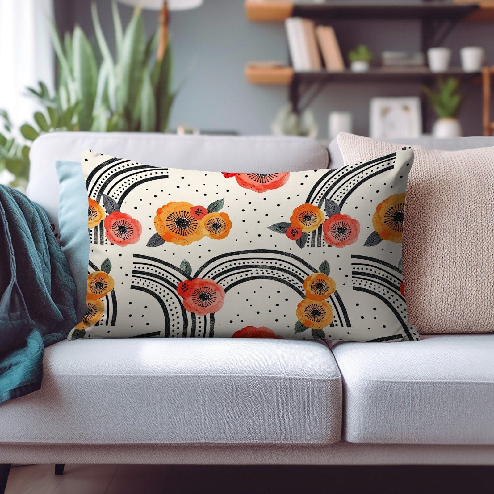 Onay Cushion Covers 3 / 12 x 16 inches (30 x 40 cm) Artistic and Floral Rectangular Cushion Covers to Brighten Your Modern Home Decor