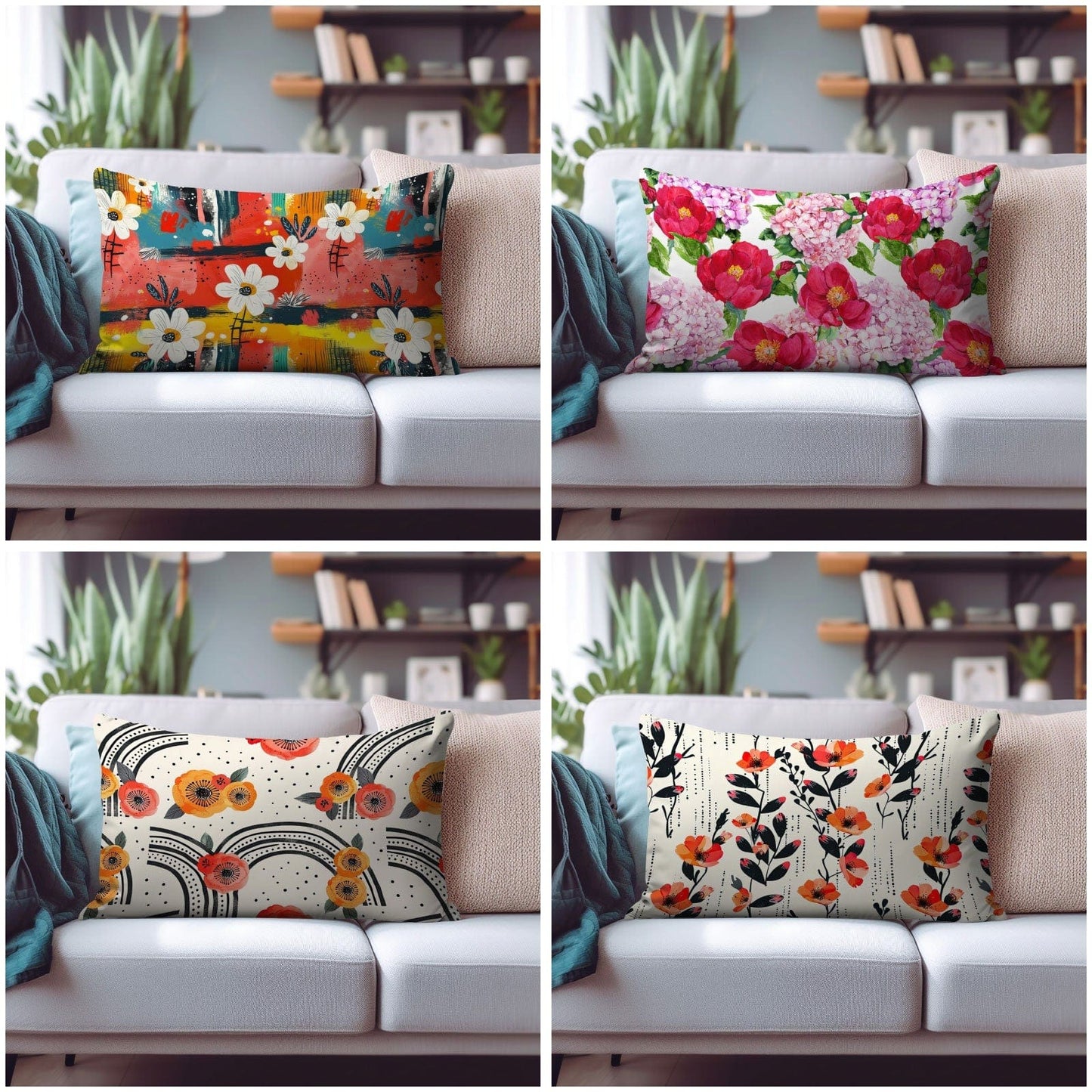 Onay Cushion Covers Artistic and Floral Rectangular Cushion Covers to Brighten Your Modern Home Decor