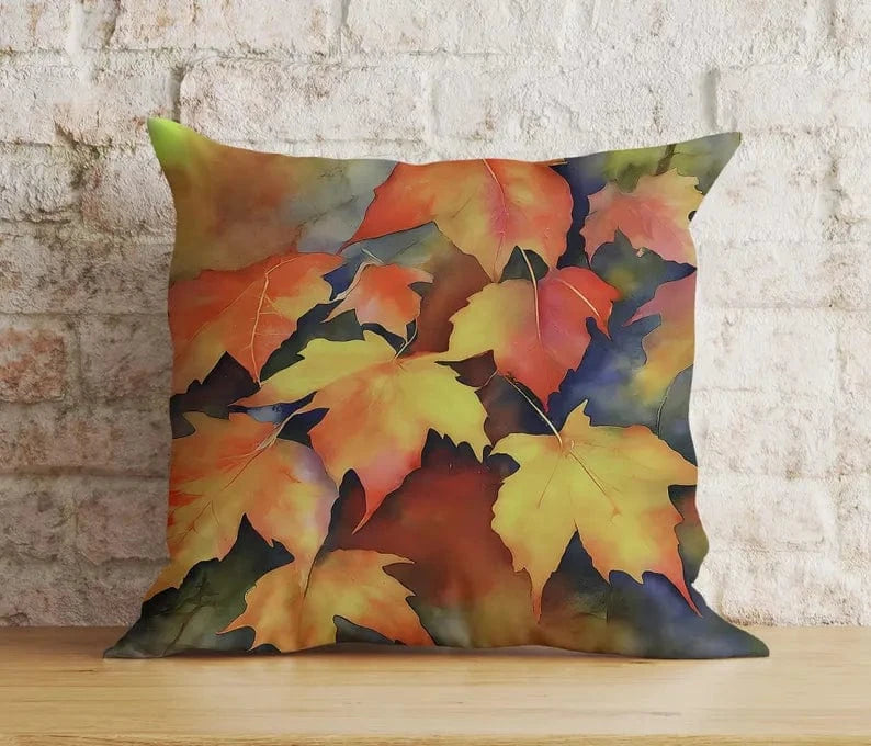 Onay Autumn Forest Path Rustic Autumn Trees Leaves Cushion Cover